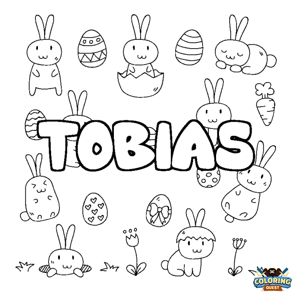 Coloring page first name TOBIAS - Easter background