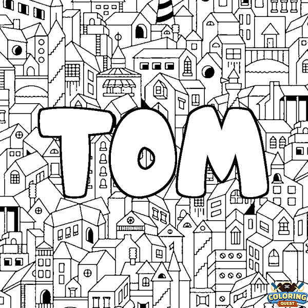 Coloring page first name TOM - City background