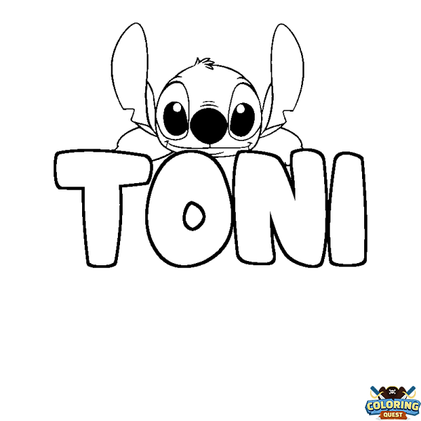 Coloring page first name TONI - Stitch background