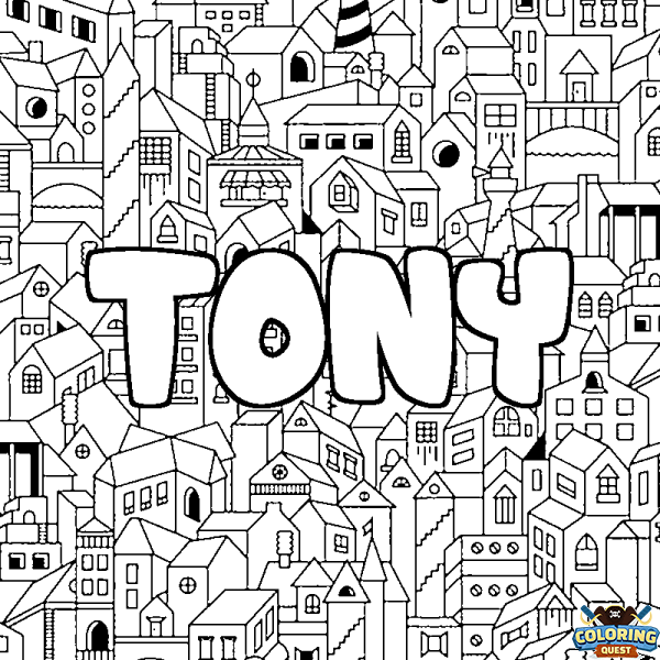 Coloring page first name TONY - City background