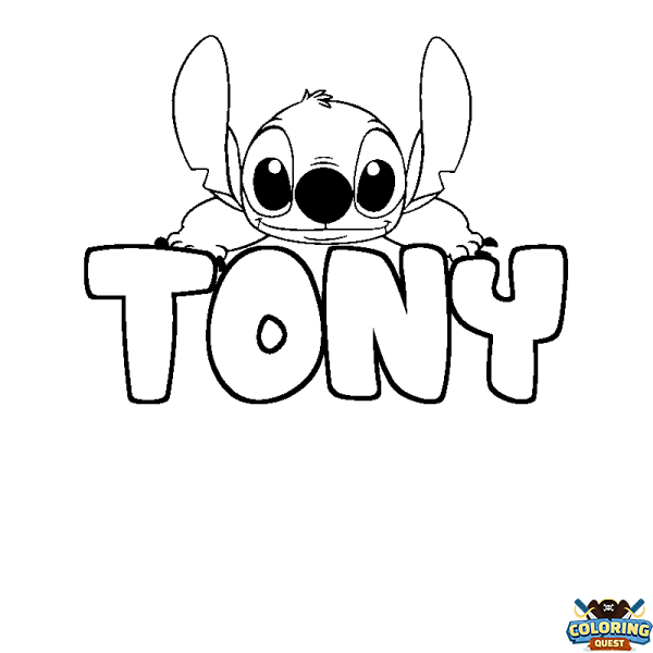 Coloring page first name TONY - Stitch background