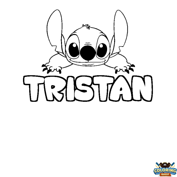 Coloring page first name TRISTAN - Stitch background