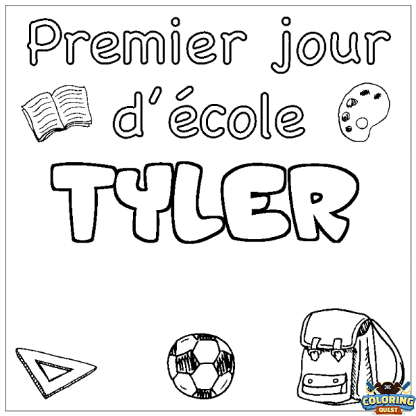 Coloring page first name TYLER - School First day background