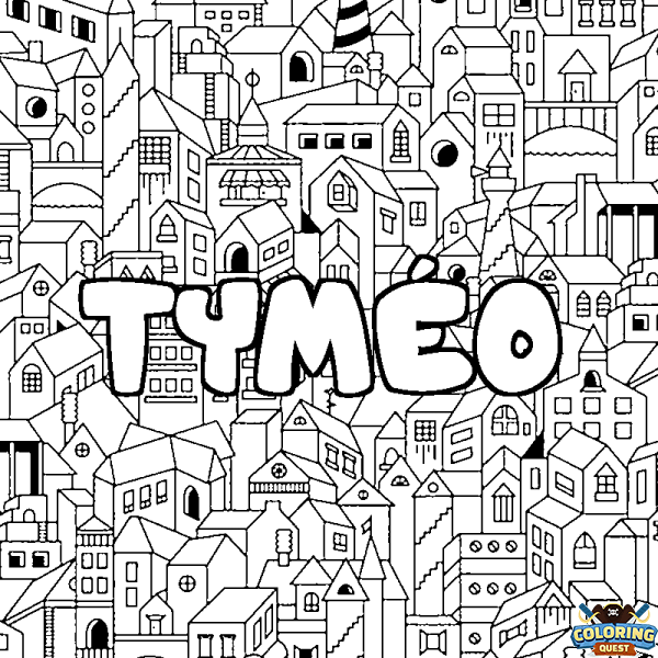 Coloring page first name TYM&Eacute;O - City background