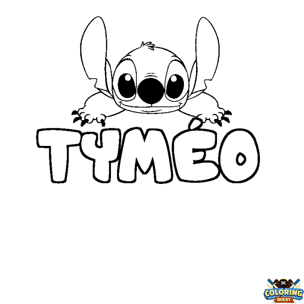 Coloring page first name TYM&Eacute;O - Stitch background