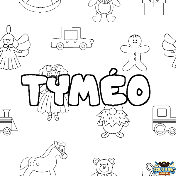 Coloring page first name TYM&Eacute;O - Toys background