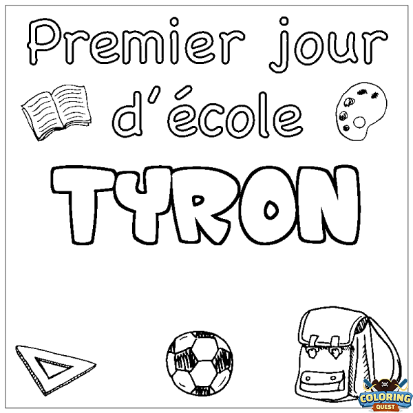 Coloring page first name TYRON - School First day background