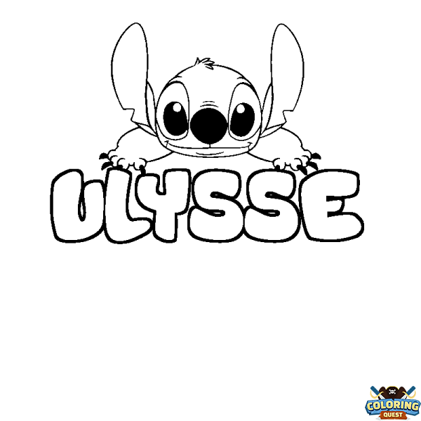 Coloring page first name ULYSSE - Stitch background