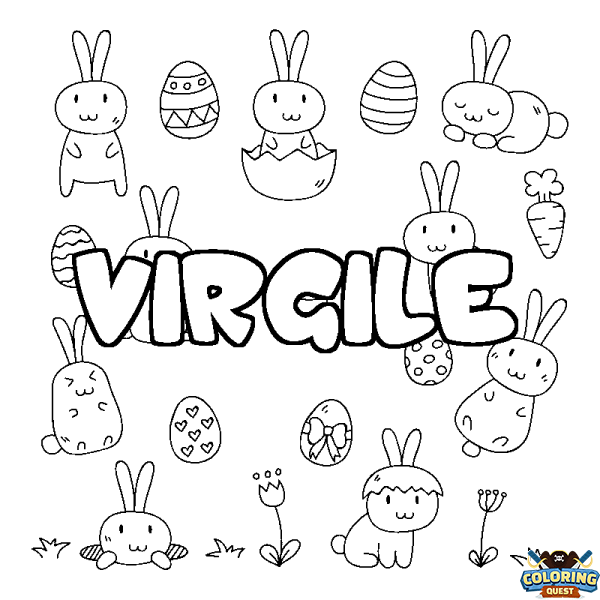 Coloring page first name VIRGILE - Easter background