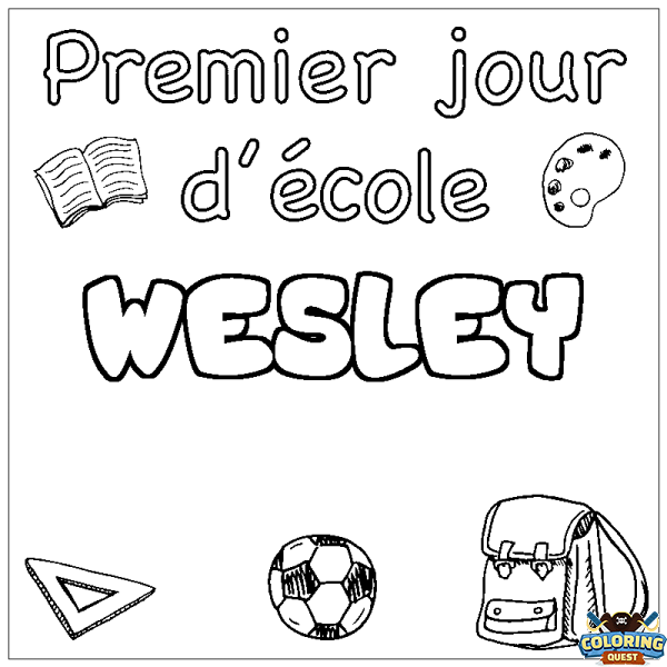 Coloring page first name WESLEY - School First day background