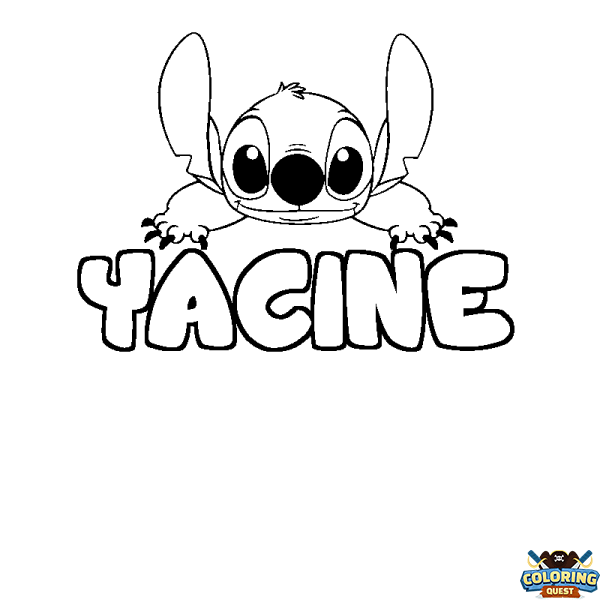 Coloring page first name YACINE - Stitch background