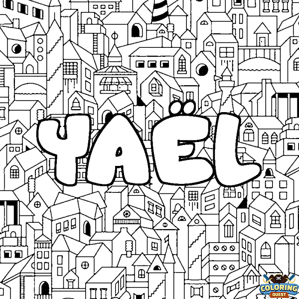 Coloring page first name YA&Euml;L - City background