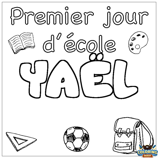 Coloring page first name YA&Euml;L - School First day background