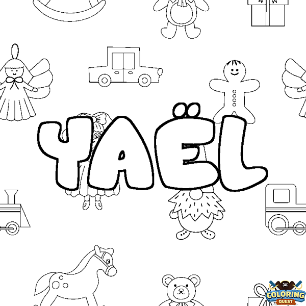 Coloring page first name YA&Euml;L - Toys background