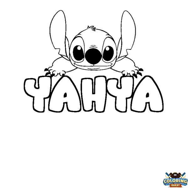 Coloring page first name YAHYA - Stitch background