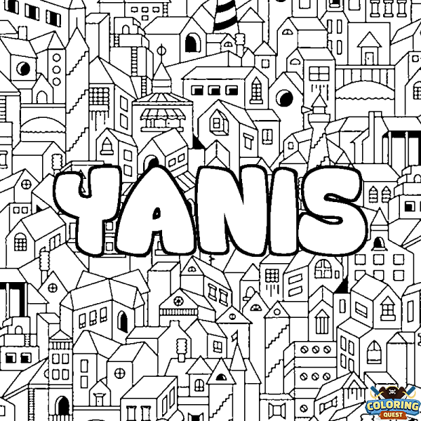 Coloring page first name YANIS - City background