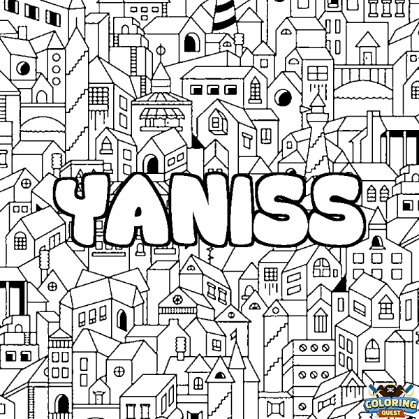 Coloring page first name YANISS - City background