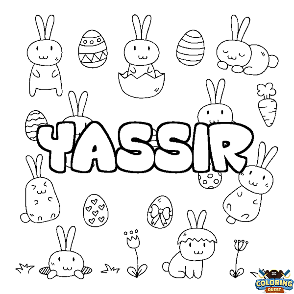 Coloring page first name YASSIR - Easter background