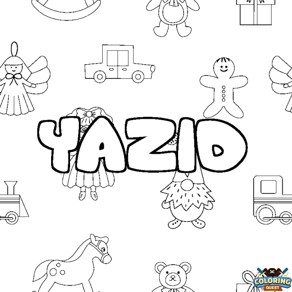 Coloring page first name YAZID - Toys background