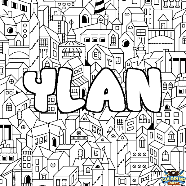 Coloring page first name YLAN - City background