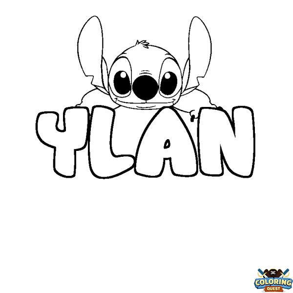 Coloring page first name YLAN - Stitch background