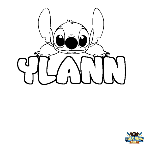 Coloring page first name YLANN - Stitch background