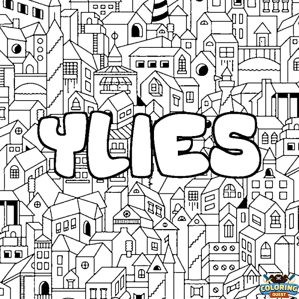 Coloring page first name YLIES - City background