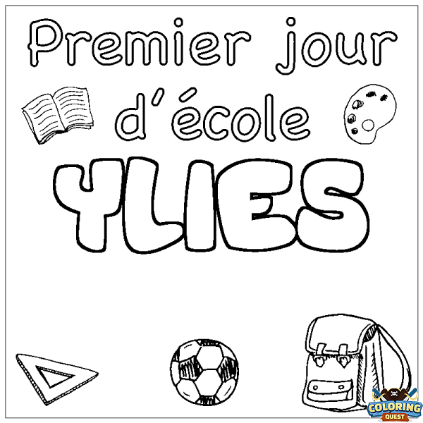 Coloring page first name YLIES - School First day background