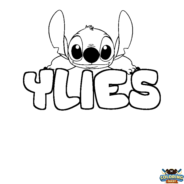 Coloring page first name YLIES - Stitch background