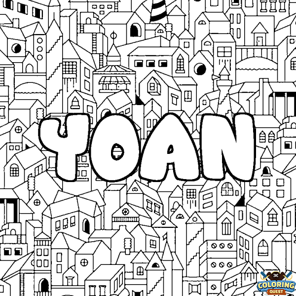 Coloring page first name YOAN - City background