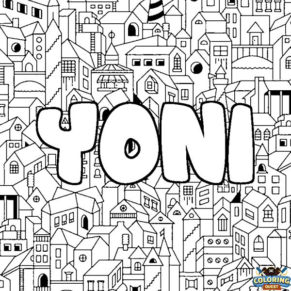 Coloring page first name YONI - City background