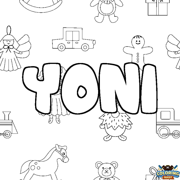 Coloring page first name YONI - Toys background