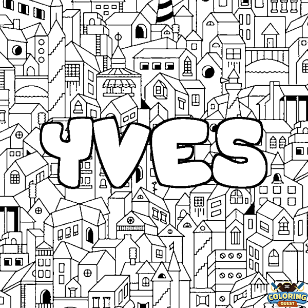 Coloring page first name YVES - City background