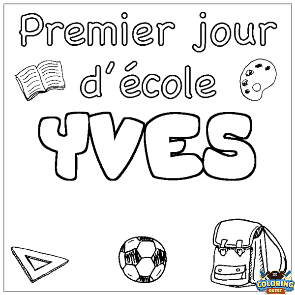 Coloring page first name YVES - School First day background