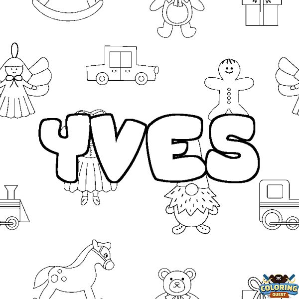 Coloring page first name YVES - Toys background