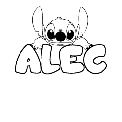 Coloring page first name ALEC - Stitch background