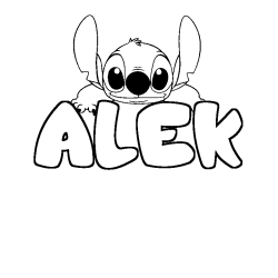 Coloring page first name ALEK - Stitch background