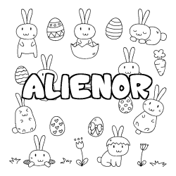 Coloring page first name ALIENOR - Easter background