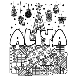ALIYA - Christmas tree and presents background coloring
