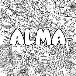 ALMA - Fruits mandala background coloring