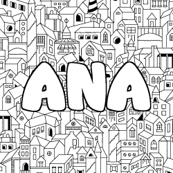 Coloring page first name ANA - City background