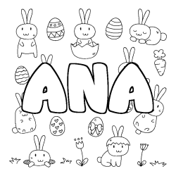 Coloring page first name ANA - Easter background