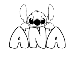 Coloring page first name ANA - Stitch background