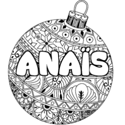 Coloring page first name ANAÏS - Christmas tree bulb background