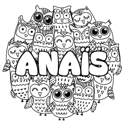 Coloring page first name ANAÏS - Owls background