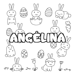 Coloring page first name ANGÉLINA - Easter background