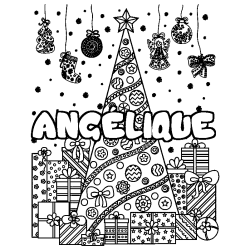 ANG&Eacute;LIQUE - Christmas tree and presents background coloring
