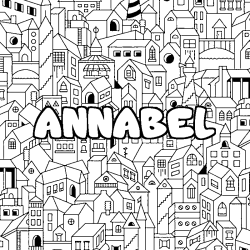 Coloring page first name ANNABEL - City background