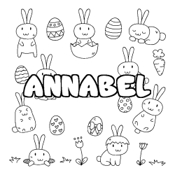 Coloring page first name ANNABEL - Easter background