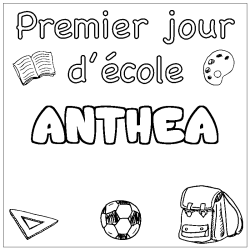 Coloring page first name ANTHEA - School First day background